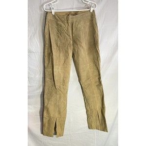 VINTAGE Womens Tan Wilson’s Leather Maxima Leather Suede Stitched Pants Size 10